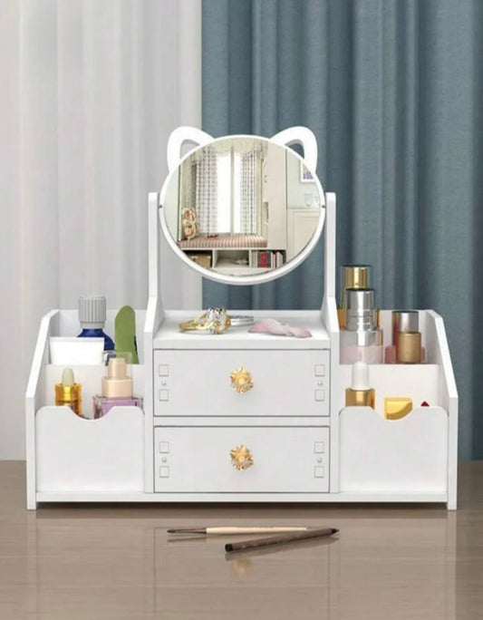 Pink mirror decor cosmetic storage box